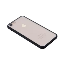 Telefontok iPhone SE3 2022 - átlátszó műanyag hátlap tok, fekete szilikon kerettel-2
