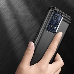 Telefontok Realme 9 Pro+ Plus - Tech-Protect Carbon fekete szilikon hátlap tok-2