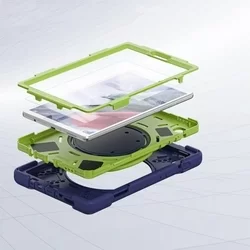 Tablettok Samsung Galaxy Tab A7 Lite (SM-T220, SM-T225) 8,7 - Tech-Protect X-Armor ütésálló, kitámasztható kék/zöld tablet tok-2