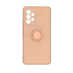 Telefontok Samsung Galaxy A53 5G - Roar Amber púder pink szilikon tok, kitámasztó ujjgyűrűvel-1
