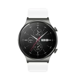 Huawei Watch GT3 (46 mm) okosóra szíj - fehér szilikon (22 mm) sima kialakítás-1