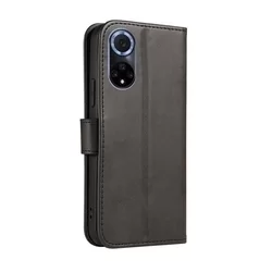 Telefontok Huawei nova 9 - fekete ráhajtófüles bőr könyvtok -1