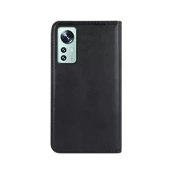 Telefontok Xiaomi 12 5G - Smart Magnetic fekete szilikon keretes mágneses könyvtok-1