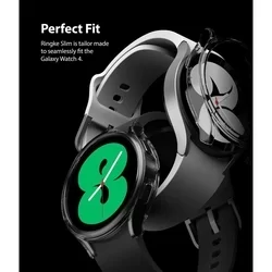 Ringke Slim műanyag védő keret Samsung Galaxy Watch4 (44mm) okosórához átlátszó+fekete (2db)-8