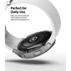 Ringke Slim műanyag védő keret Samsung Galaxy Watch4 (44mm) okosórához átlátszó+fekete (2db)-9