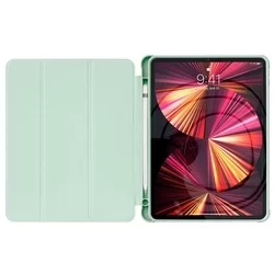 Tablettok iPad Pro 11 (2020) - zöld smart case, átlátszó hátlappal, ceruza tartóval-3