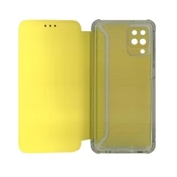 Telefontok Samsung Galaxy A12 - Slim BookCover sárga könyvtok, átlátszó ütésálló szilikon kerettel-2