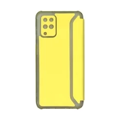 Telefontok Samsung Galaxy A12 - Slim BookCover sárga könyvtok, átlátszó ütésálló szilikon kerettel-1