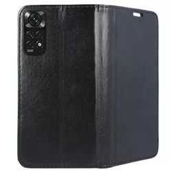 Telefontok Xiaomi Redmi Note 11 - Smart Magnetic fekete szilikon keretes mágneses könyvtok-1