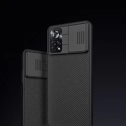 Telefontok XIAOMI POCO X4 PRO 5G - Nillkin csúsztatható kameravédős fekete hátlap tok-1