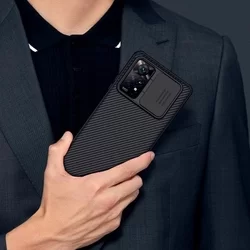 Telefontok Xiaomi Redmi Note 11 Pro / Note 11 Pro 5G - Nillkin csúsztatható kameravédős fekete hátlap tok-4