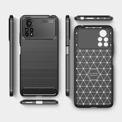 Telefontok Xiaomi Poco X4 Pro 5G - Tech Protect Carbon Fiber fekete szilikon tok-1