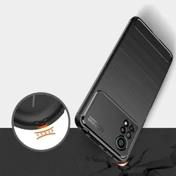Telefontok Xiaomi Poco X4 Pro 5G - Tech Protect Carbon Fiber fekete szilikon tok-4