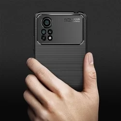 Telefontok Xiaomi Poco X4 Pro 5G - Tech Protect Carbon Fiber fekete szilikon tok-6