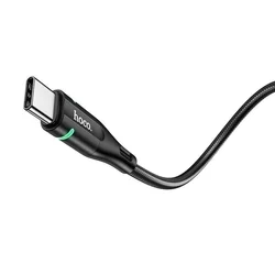 HOCO U93 - USB / Type-C (USB-C) fekete szövet kábel, 3A, LED -es 1,2m-1