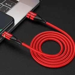 HOCO U93 - USB / Type-C (USB-C) piros szövet kábel, 3A, LED -es 1,2m-2