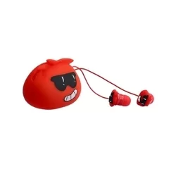 Headset: Jillie Monster - piros audio jack csatlakozós stereo headset, mikrofonnal + szilikon tartóval-1