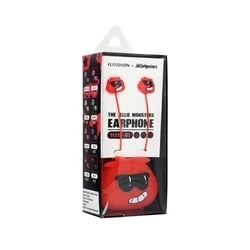 Headset: Jillie Monster - piros audio jack csatlakozós stereo headset, mikrofonnal + szilikon tartóval-3