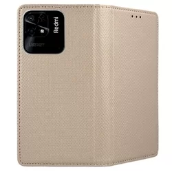 Xiaomi Redmi 10C Telefontok - arany mágneses szilikon keretes könyvtok-2