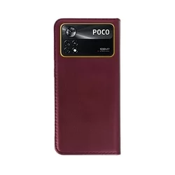 Telefontok Xiaomi Poco X4 Pro 5G - Smart Magnetic burgundy szilikon keretes mágneses könyvtok-2