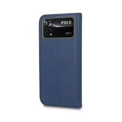 Telefontok Xiaomi Poco X4 Pro 5G - Smart Magnetic kék szilikon keretes mágneses könyvtok-1