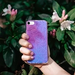 Telefontok iPhone SE (2020) - Neo lila, mintás műanyag hátlap tok, szilikon kerettel-1