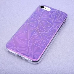 Telefontok iPhone SE (2020) - Neo lila, mintás műanyag hátlap tok, szilikon kerettel-2
