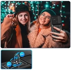 Xiaomi Redmi 10C Telefontok - Camshield - fekete szilikon tok, kitámasztó ujjgyűrűvel, csúsztatható kameravédővel-4