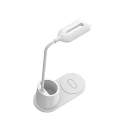 Rebeltec W600 - univerzális asztali LED lámpa tolltartóval, Qi vezeték nélküli töltéssel fehér-1