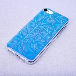 Telefontok iPhone SE3 (2022) - Neo kék, mintás műanyag hátlap tok, szilikon kerettel-1