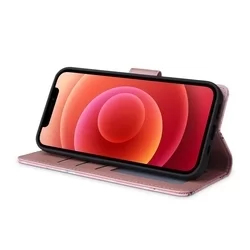 Telefontok Samsung Galaxy A13 (A135F) - pink virágmintás ráhajtófüles mágneses szilikon keretes könyvtok-3