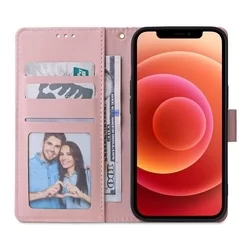 Telefontok Samsung Galaxy A13 (A135F) - pink virágmintás ráhajtófüles mágneses szilikon keretes könyvtok-4