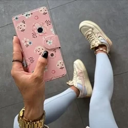 Telefontok Samsung Galaxy A53 5G - pink virágmintás ráhajtófüles mágneses szilikon keretes könyvtok-2