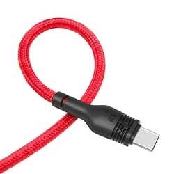 Kábel: XO NB55 - USB / MicroUSB piros szövetkábel 1m, 5A-1