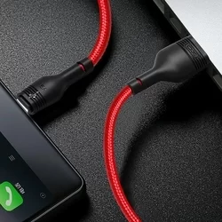Kábel: XO NB55 - USB / MicroUSB piros szövetkábel 1m, 5A-4