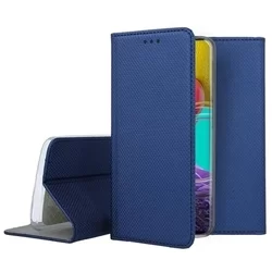 Telefontok Samsung Galaxy M53 5G - kék mágneses szilikon keretes könyvtok -1