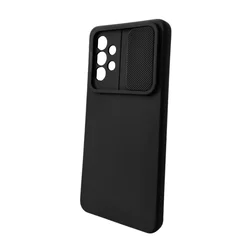 Telefontok Samsung Galaxy A53 5G - Slider csúsztatható kameravédős fekete szilikon hátlap tok-1