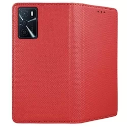 Telefontok Oppo A16s - piros mágneses szilikon keretes könyvtok-2