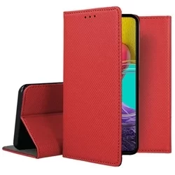 Telefontok Samsung Galaxy M53 5G - piros mágneses szilikon keretes könyvtok -3