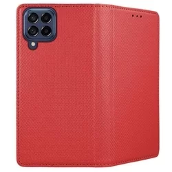 Telefontok Samsung Galaxy M53 5G - piros mágneses szilikon keretes könyvtok -1