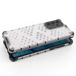 Telefontok Samsung Galaxy A73 5G - Hexagon mintás ütésálló áttetsző műanyag tok, szilikon peremmel-3