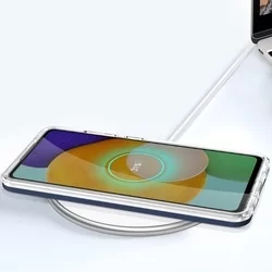 Telefontok Samsung Galaxy A73 5G - Clear Hybrid Armor - átlátszó műanyag hátlap tok, szilikon kerettel, sötétkék szegély-2