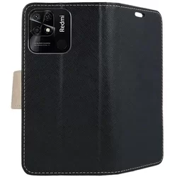 Xiaomi Redmi 10C Telefontok - Fancy fekete / arany mágneses szilikon keretes könyvtok-2