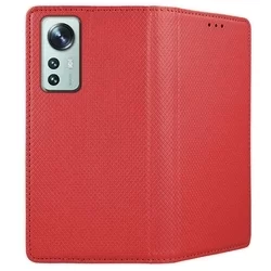 Telefontok Xiaomi 12X 5G - piros mágneses szilikon keretes könyvtok-2