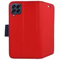 Telefontok Samsung Galaxy M33 5G - Fancy piros / kék mágneses szilikon keretes könyvtok-2