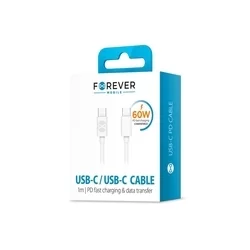 Forever - Type-C (USB-C) / Type-C (USB-C) fehér kábel, 1m, 3A-1