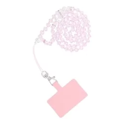 Telefontok: Crystal Diamond - univerzális - tokba helyezhető nyakba akasztó - átlátszó / pink gyöngy-2