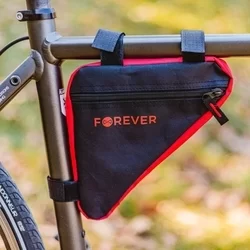 Biciklis tartó: Forever FB-100 - Univerzális, cseppálló biciklivázra szerelhető, fekete/piros telefon tartó táska-2