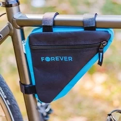 Biciklis tartó: Forever FB-100 - Univerzális, cseppálló biciklivázra szerelhető, fekete/kék telefon tartó táska-2