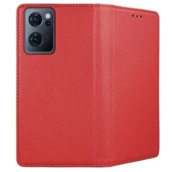 Telefontok Oppo A96 - piros mágneses szilikon keretes könyvtok-2